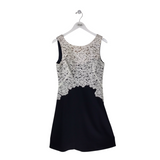 LAUREN RALPH LAUREN LACE TRIM SLEEVELESS DRESS WHITE NAVY 6