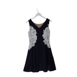 LAUREN RALPH LAUREN LACE TRIM SLEEVELESS DRESS WHITE NAVY 6