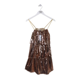 DAY & MOON NWT$94 SEQUIN MINI SLEEVELESS DRESS GOLD SMALL