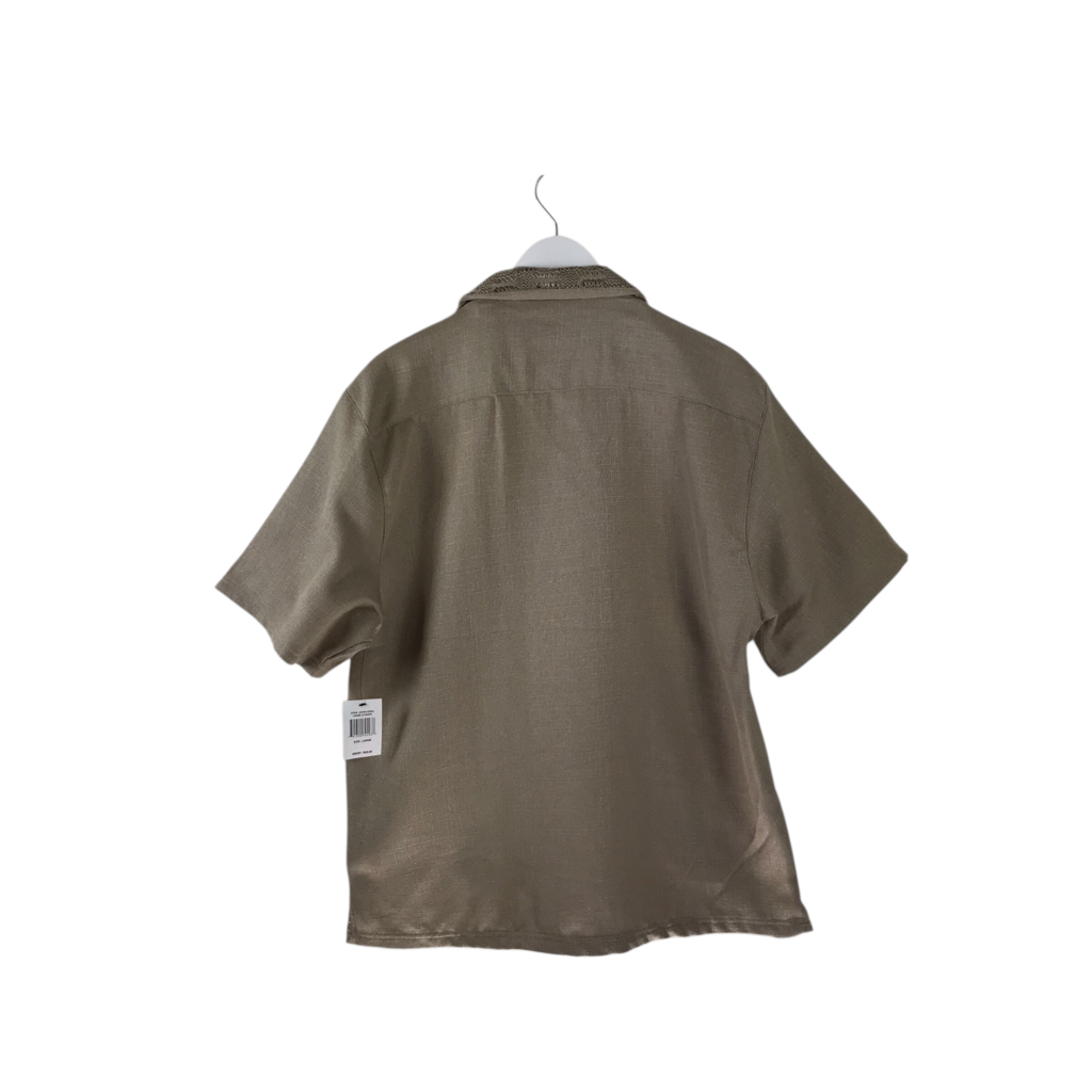 NWT$68 LINEN SHORT SLEEVE MEN SHIRT BEIGE LARGE