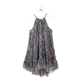 MISA SILK FLORAL HALTER DESIGNER DRESS MULTI MEDIUM