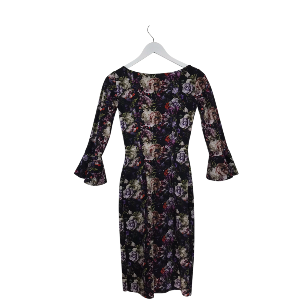 CHIARA BONI NWT$750 FLORAL LONG SLEEVE DESIGNER DRESS BLACK PURPLE 4