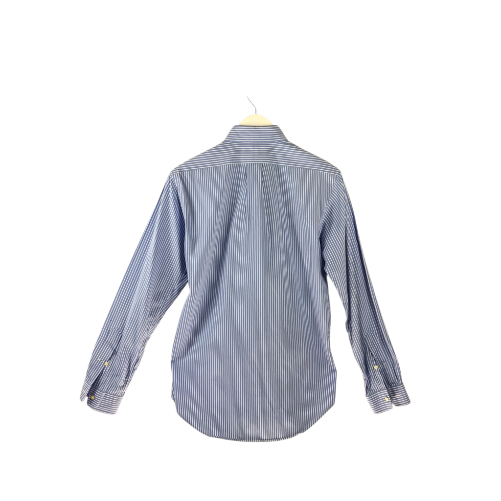 RALPH LAUREN STRIPE LONG SLEEVE MEN SHIRT BLUE WHITE SMALL