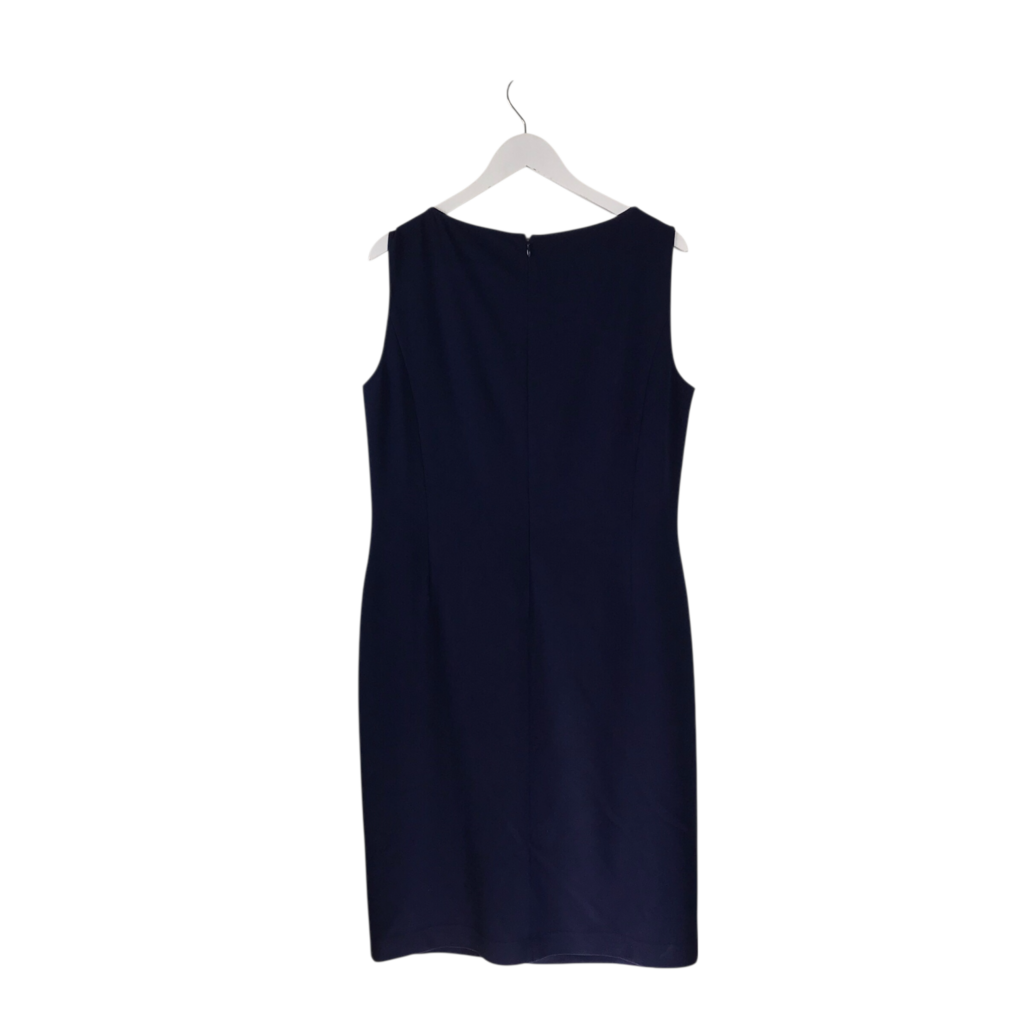 ST JOHN SLEEVELESS DESIGNER DRESS NAVY 16
