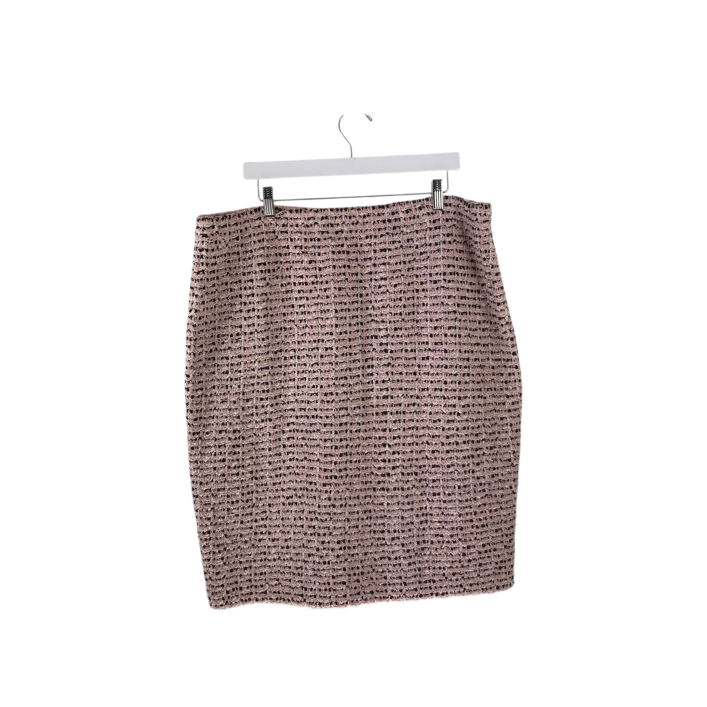 ST JOHN COLLECTION TWEED PENCIL DESIGNER SKIRT PINK BLACK XLARGE