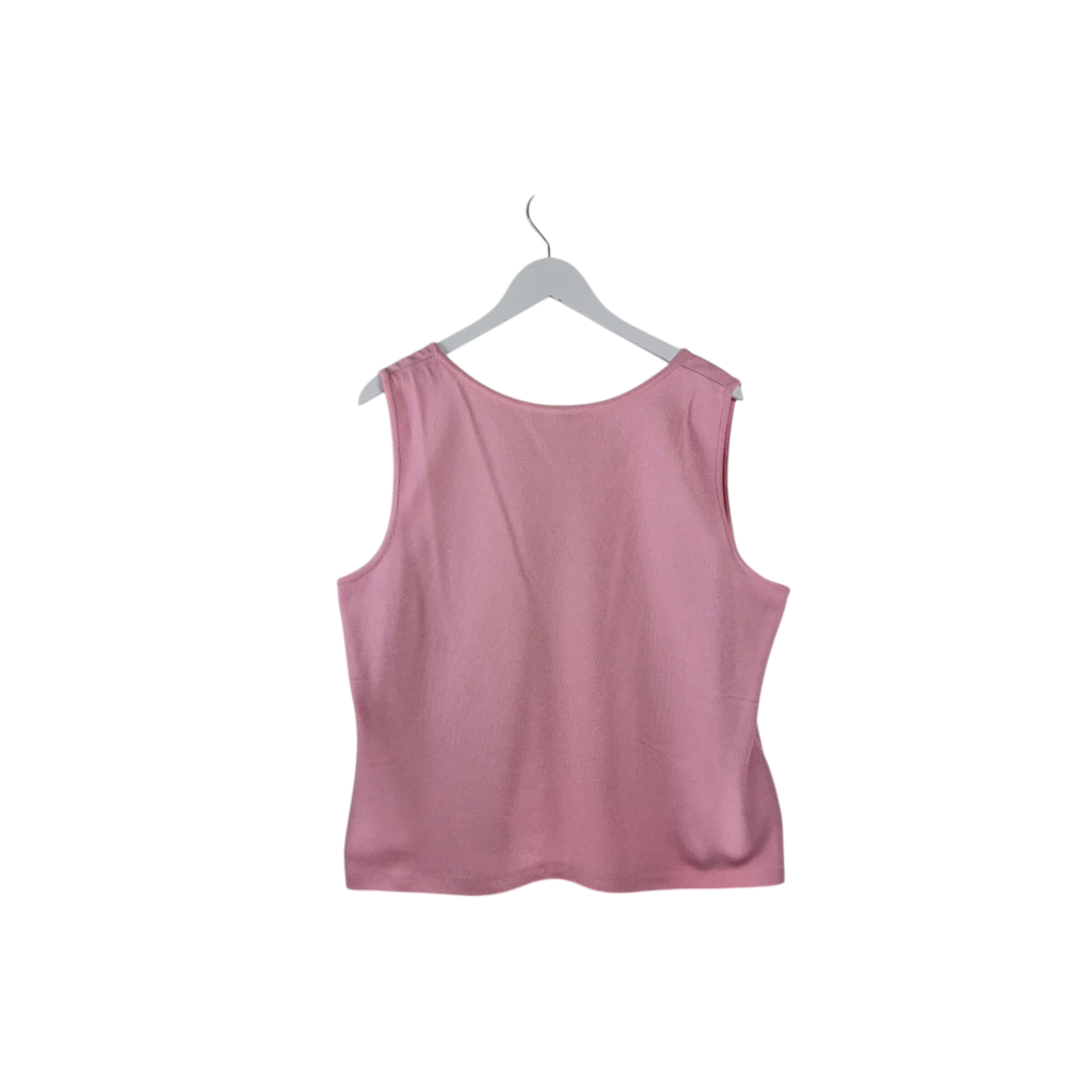 ST JOHN KNIT SLEEVELESS DESIGNER TOP PINK XLARGE