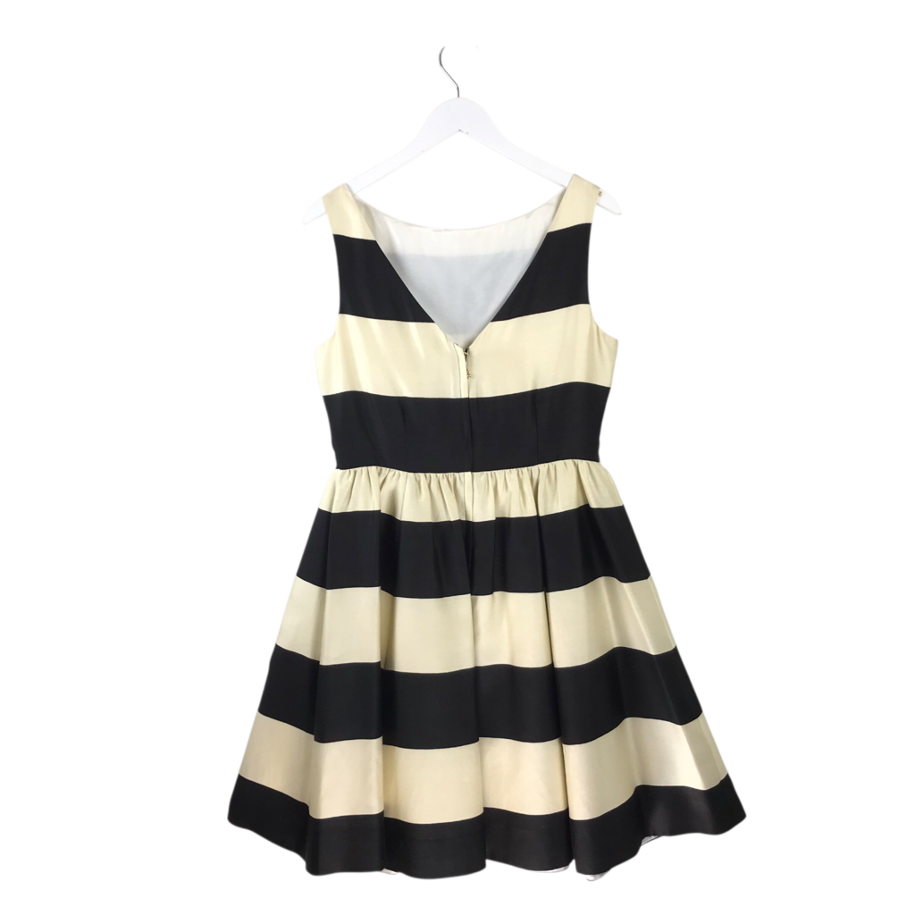 KATE SPADE STRIPE SLEEVELESS DESIGNER DRESS IVORY BLACK 10