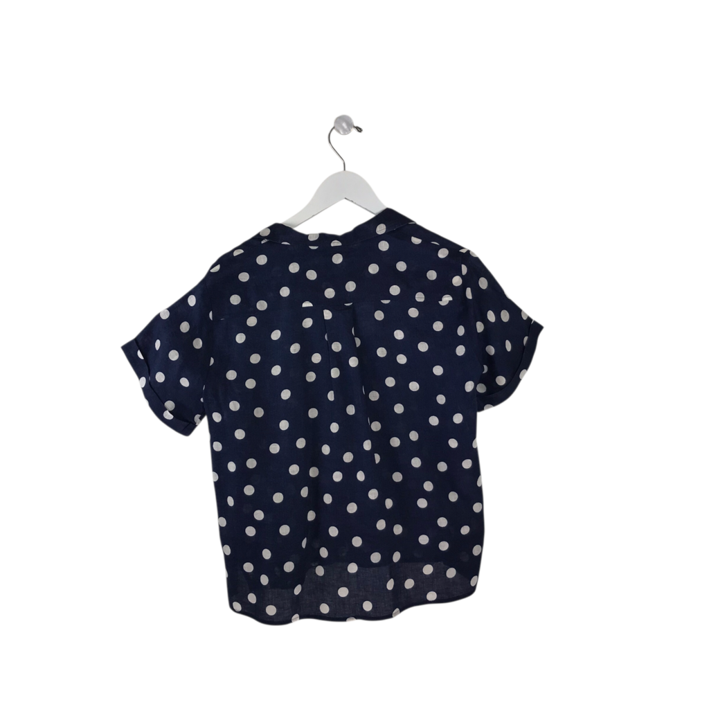 MAEVE LINEN DOTS BLOUSE NAVY WHITE X SMALL