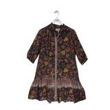 SALONI RET$437 SILK 3/4 SLEEVE DESIGNER DRESS BLACK RED 4