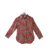 FINLEY LONG SLEEVE DESIGNER BLOUSE PINK GRAY SMALL