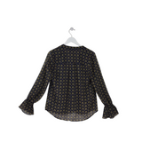 CABI LONG SLEEVE BLOUSE NAVY YELLOW SMALL
