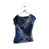 BOSS HUGO BOSS CAP SLEEVE DESIGNER TOP NAVY WHITE SMALL