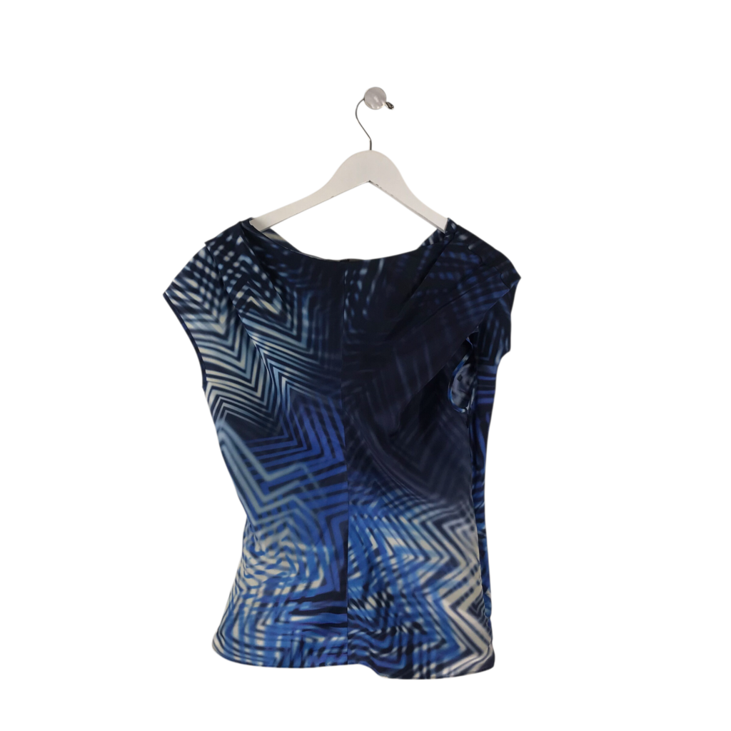 BOSS HUGO BOSS CAP SLEEVE DESIGNER TOP NAVY WHITE SMALL