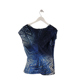 BOSS HUGO BOSS CAP SLEEVE DESIGNER TOP NAVY WHITE SMALL