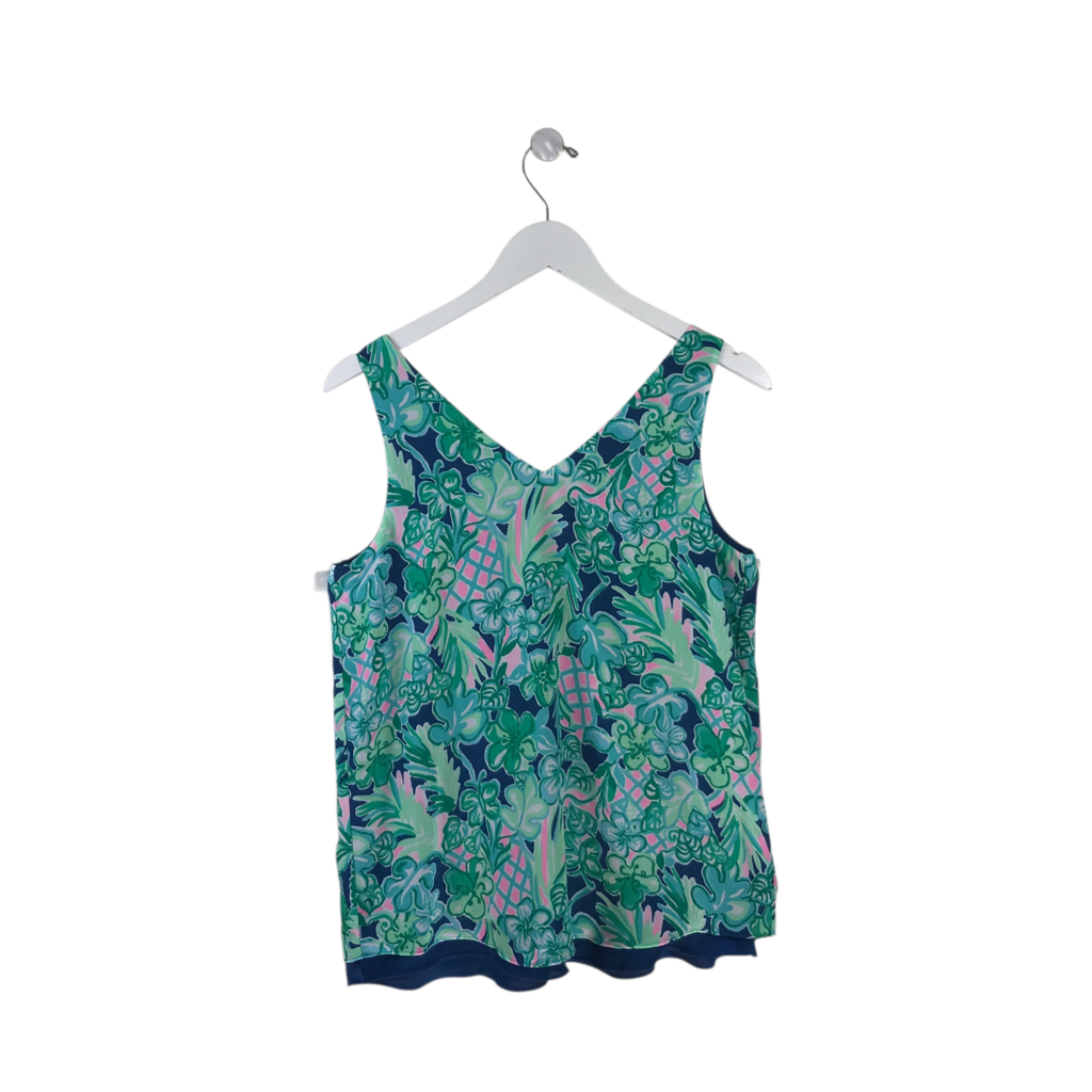 LILLY PULITZER REVERSIBLE SLEEVELESS DESIGNER TOP GREEN NAVY SMALL
