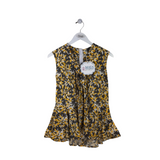 NWT$80 SLEEVELESS TOP YELLOW GRAY MEDIUM