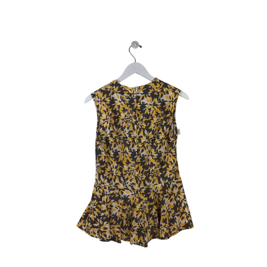 NWT$80 SLEEVELESS TOP YELLOW GRAY MEDIUM