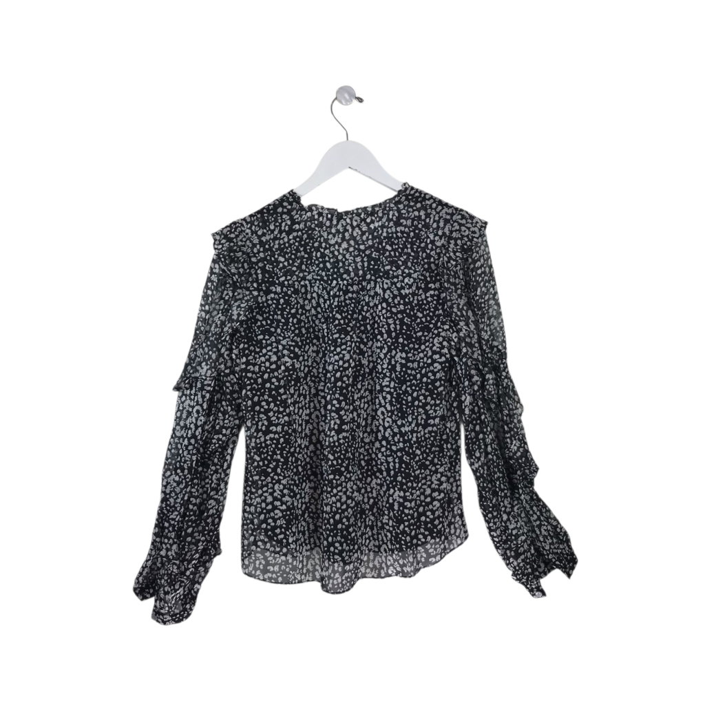 HALE BOB LONG SLEEVE DESIGNER TOP BLACK WHITE SMALL