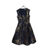 KAY UNGER NWT$348 SLEEVELESS DESIGNER DRESS NAVY GOLD 4