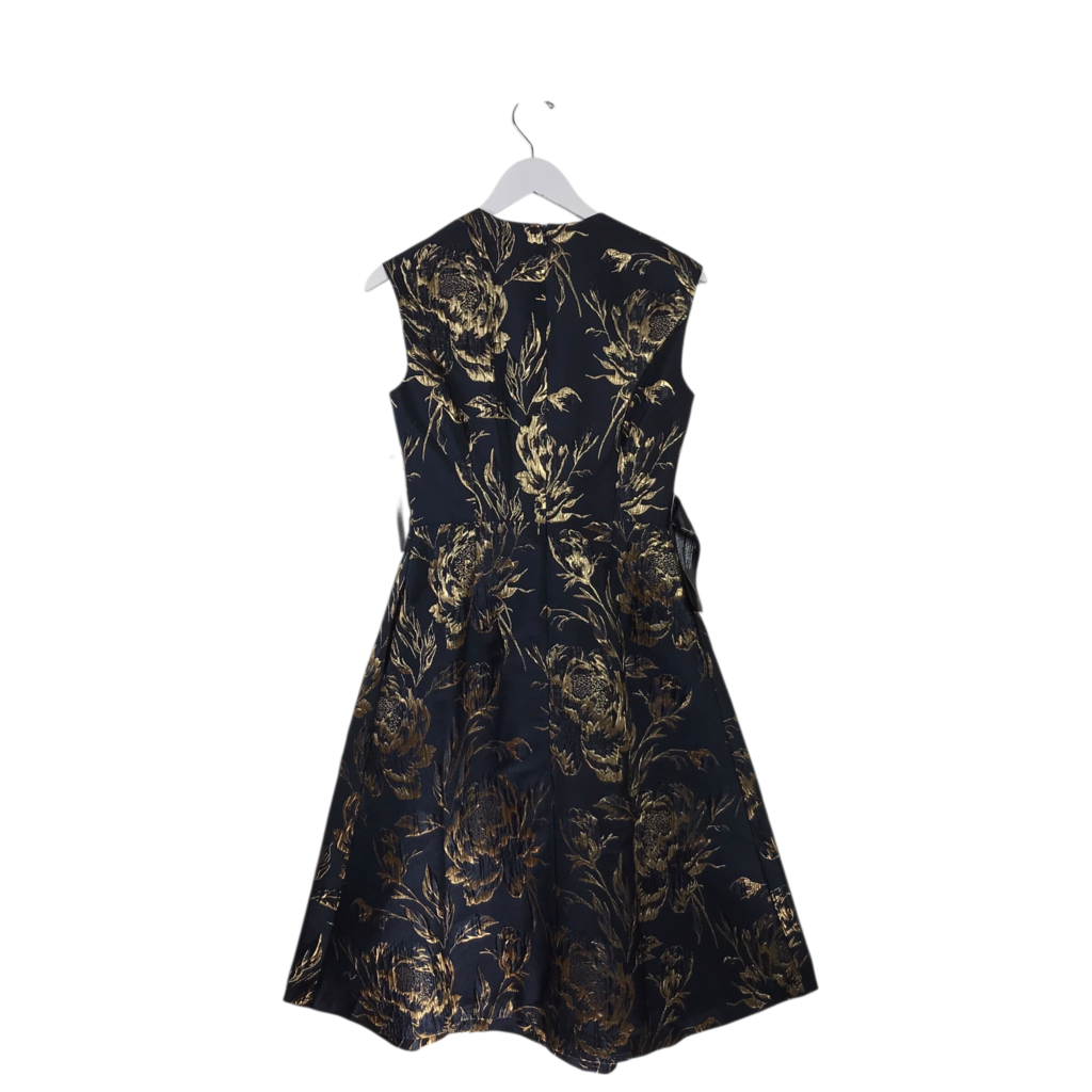 KAY UNGER NWT$348 SLEEVELESS DESIGNER DRESS NAVY GOLD 4