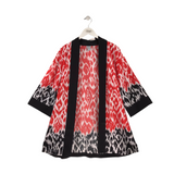 CHICO'S 3/4 SLEEVE CARDIGAN BLACK RED L/XL