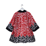 CHICO'S 3/4 SLEEVE CARDIGAN BLACK RED L/XL