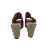 KARL LAGERFELD PARIS ESPADRILLE WEDGE SANDAL SHOES MAGENTA 7M