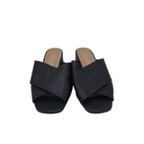 RACHEL ZOE HEEL SLIDE SANDAL SHOES BLACK 7M