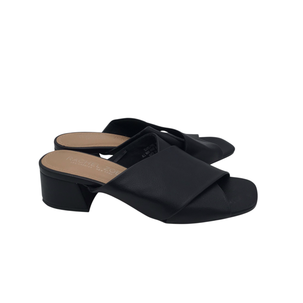 RACHEL ZOE HEEL SLIDE SANDAL SHOES BLACK 7M