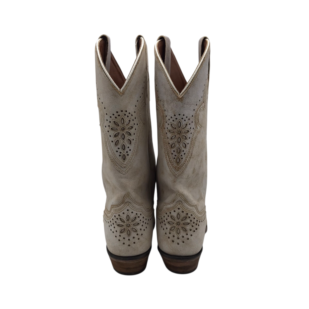 DAN POST WESTERN SQUARE TOE BOOTS BEIGE 7M