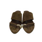 VINCE RET$149 SUEDE TOE SANDAL SHOES BROWN 9.5M