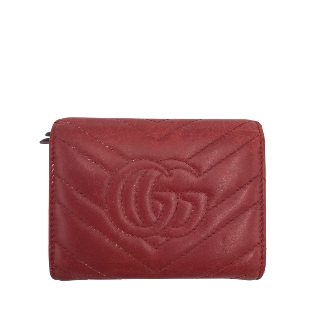 GUCCI (AS-IS) MARMONT QUILTED LEATHER LUXE WALLET RED