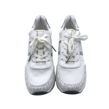 MICHAEL MICHAEL KORS WEDGE SNEAKER SHOES SILVER WHITE 8