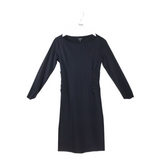 CHIARA BONI PINSTRIPE 3/4 SLEEVE DESIGNER DRESS BLACK GRAY 10