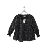 TUCKERNUCK NWT MESH LONG SLEEVE DESIGNER TOP BLACK GOLD SMALL