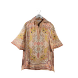 ZIMMERMANN RET$725 LINEN PRINT SHORT SLEEVE DESIGNER DRESS PEACH YELLOW 1