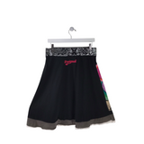 FACE PRINT FLARE DESIGNER SKIRT BLACK PINK MEDIUM
