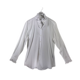 DOLCE & GABBANA RUFFLE TRIM LUXE BLOUSE WHITE X LARGE