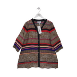 JOSEPH RIBKOFF NWT$205 ANIMAL 3/4 SLEEVE DESIGNER BLOUSE RED BROWN 10