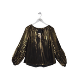 JOHNNY WAS NWT$248 LONG SLEEVE DESIGNER TOP GOLD SMALL