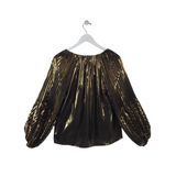 JOHNNY WAS NWT$248 LONG SLEEVE DESIGNER TOP GOLD SMALL