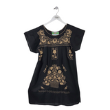 NATIVA FIESTA EMBROIDERED DRESS BLACK BEIGE MEDIUM