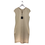 ST JOHN NWT KNIT SLEEVELESS DESIGNER DRESS CREAM 12