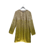TRINA TURK SEQUIN LONG SLEEVE DESIGNER KIMONO YELLOW CREAM LARGE