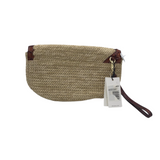 BRAHMIN NWT$245 EMBROIDERED STRAW CLUTCH HANDBAG GREEN TAN