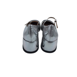 RET$160 LEATHER MARY-JANE SHOES SILVER BLACK 10