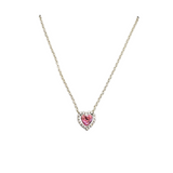 PANDORA RET$108 HEART PENDANT NECKLACE SILVER PINK