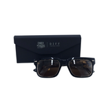 DIFF RET$128 PLASTIC FRAME SUNGLASSES/READERS BROWN BLACK
