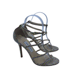 JIMMY CHOO DORY POLKA-DOT STRAPPY HEEL DESIGNER SHOES MULTICOLOR