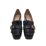 GUCCI MARMONT LEATHER FRINGE PLATFORM PUMPS LUXE SHOES BLACK 37